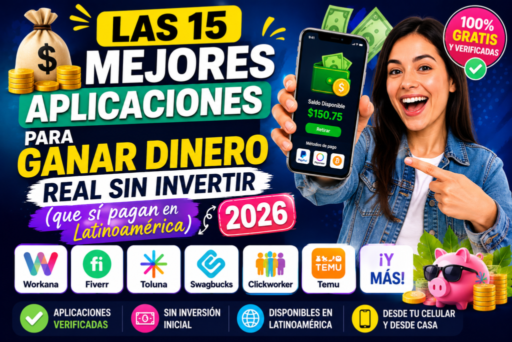 Aplicaciones para ganar dinero real sin invertir en Latinoamérica